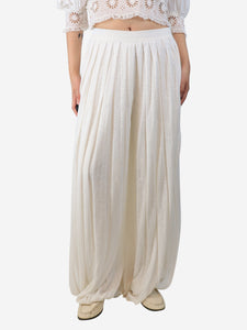 Loro Piana White pleated wide-leg trousers - size S