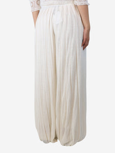 Loro Piana White pleated wide-leg trousers - size S