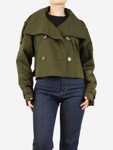 Acne Studios Khaki green cropped trench jacket - size UK 12