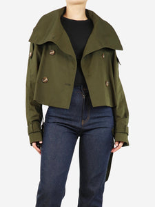 Acne Studios Khaki green cropped trench jacket - size UK 12