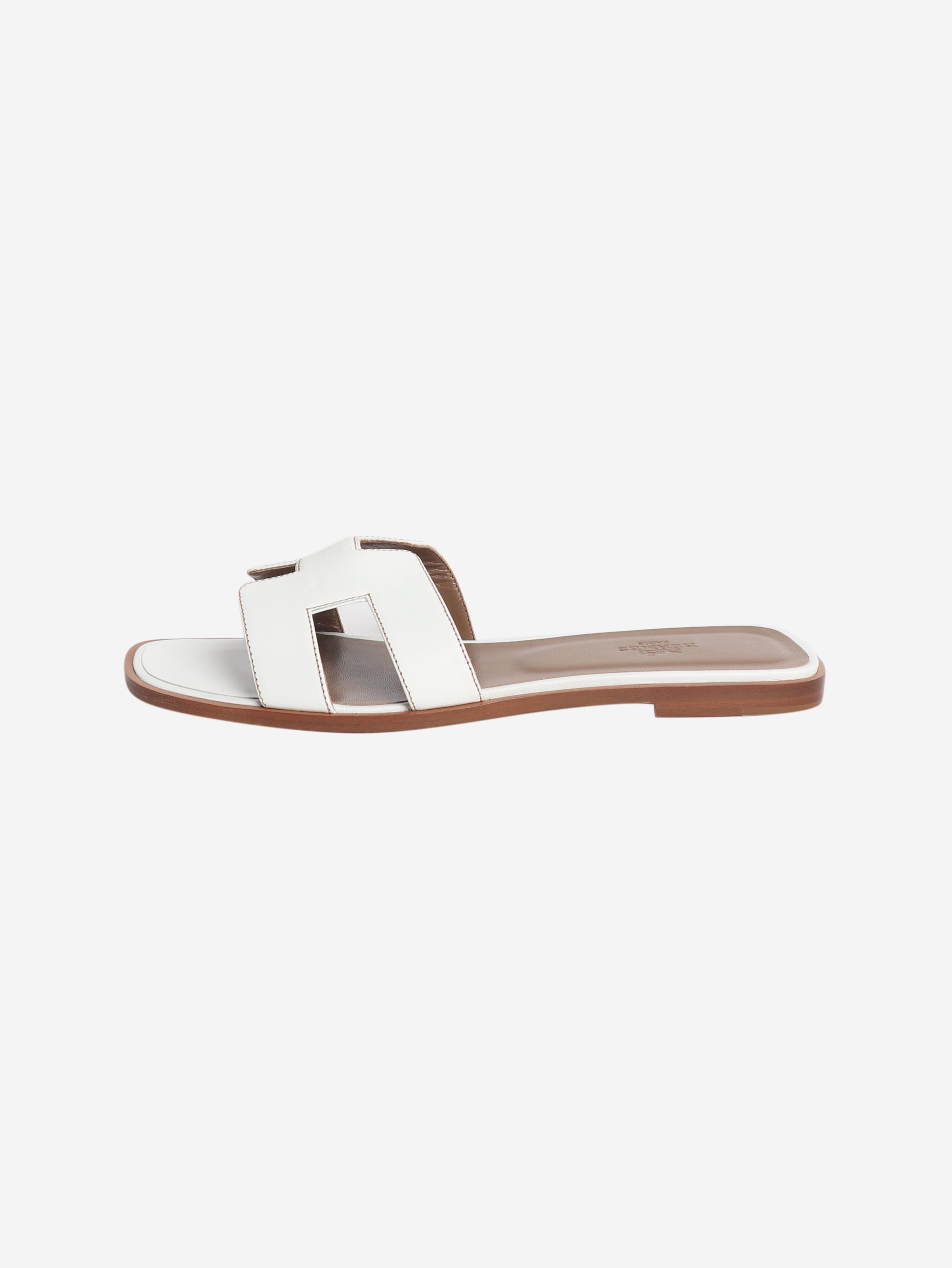 White Oran sandals - size EU 40 (UK 7) Flat Sandals Hermes 