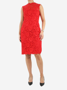 Valentino Red lace sleeveless dress - size UK 14