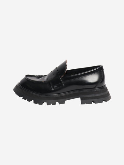 Black chunky leather loafers - size EU 39