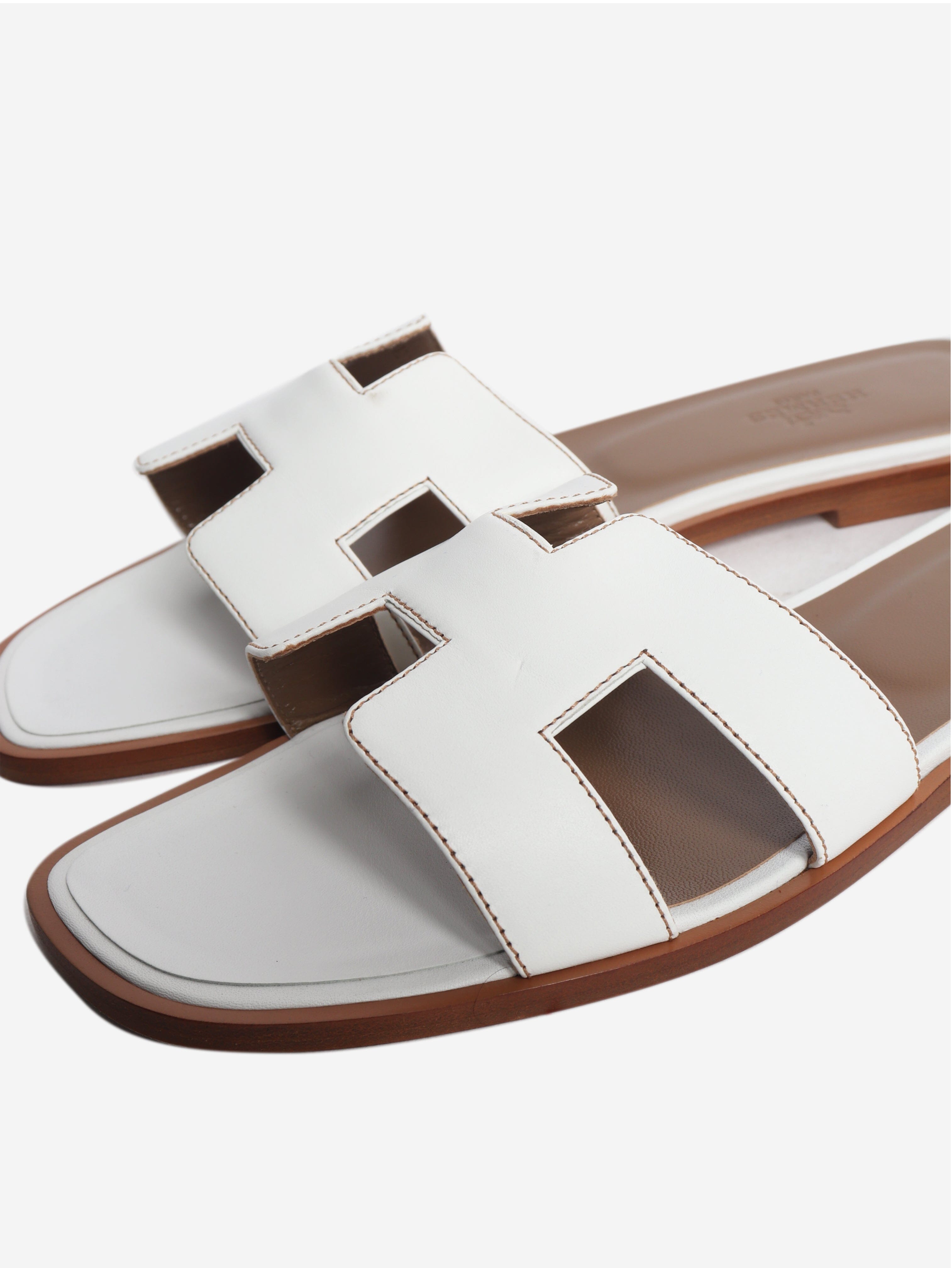 White Oran sandals - size EU 40 (UK 7) Flat Sandals Hermes 