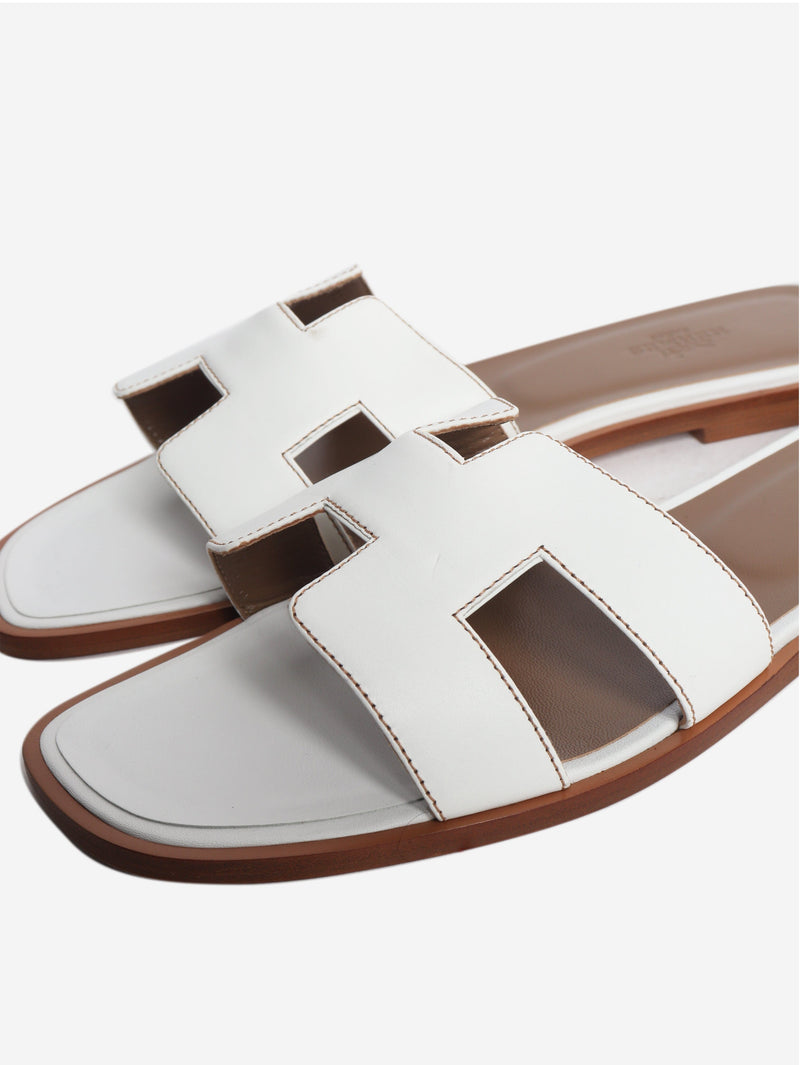 White Oran sandals - size EU 40 (UK 7) Flat Sandals Hermes 