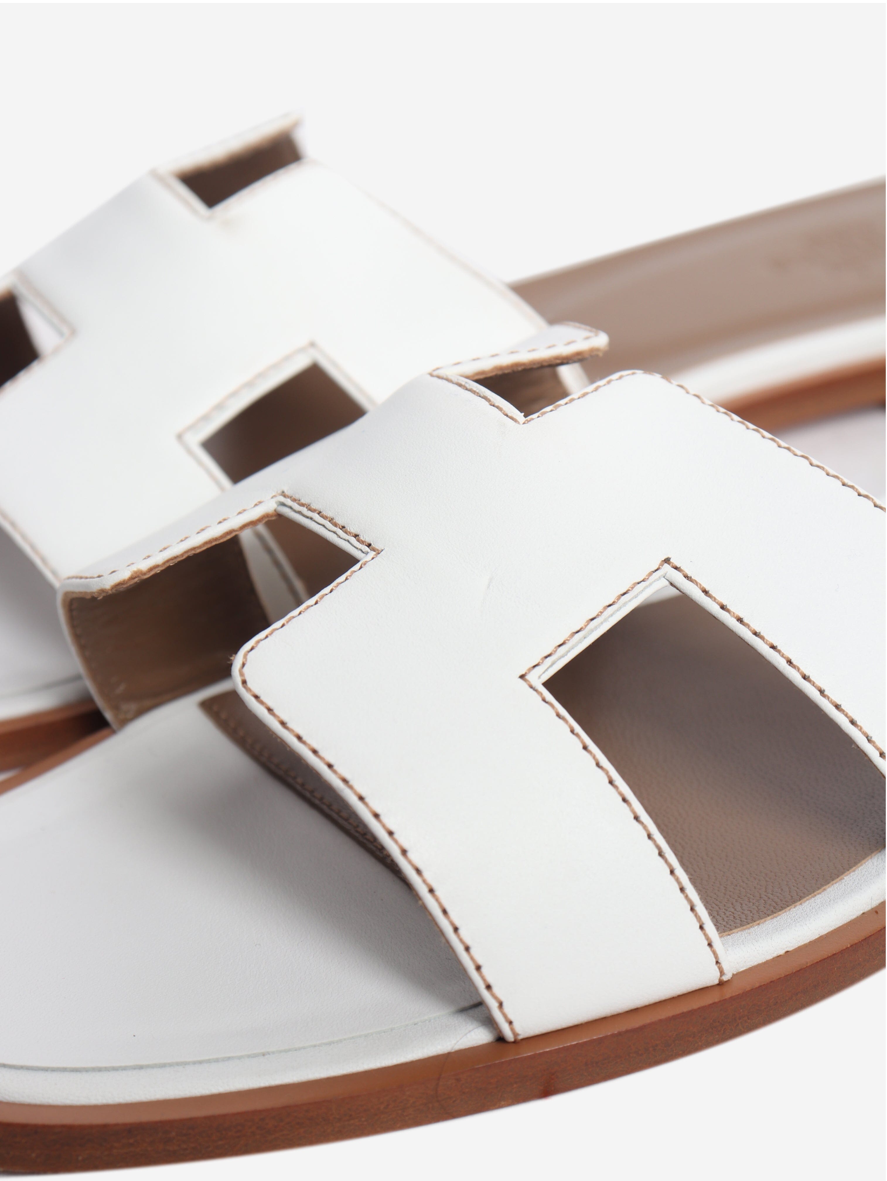 White Oran sandals - size EU 40 (UK 7) Flat Sandals Hermes 