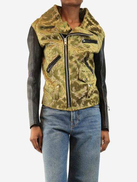 Black and green jacquard faux-leather jacket - size XS product image
