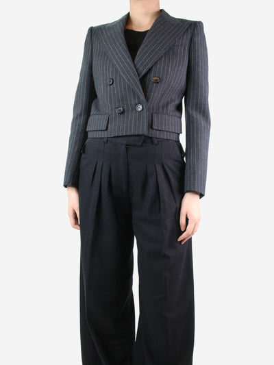 Dark grey cropped pinstripe jacket - size UK 14 Coats & Jackets Saint Laurent 