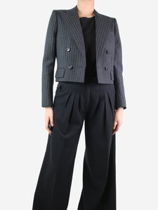 Saint Laurent Dark grey cropped pinstripe jacket - size UK 14