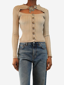 Beige ribbed knit cardigan - size S Tops Chopva Lowena 