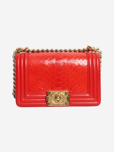 Red 2014 python boy bag Shoulder bags Chanel 