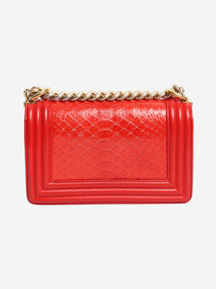 Red 2014 python boy bag Shoulder bags Chanel 