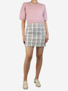 Maje Cream tweed mini skort - size UK 12