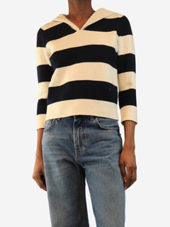 White and navy striped sweater - size XS Knitwear Christian Dior 