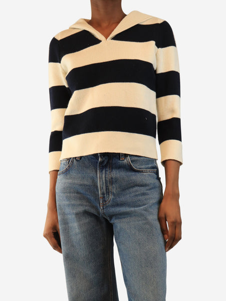 White and navy striped sweater - size XS product image
