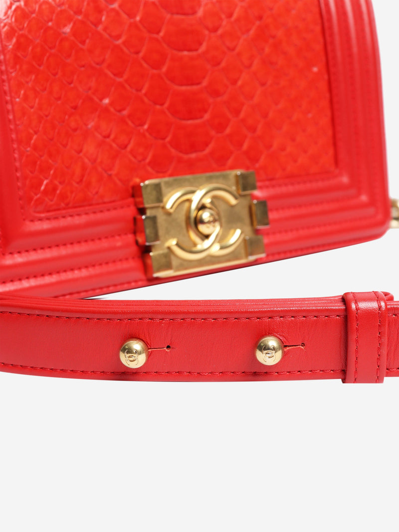 Red 2014 python boy bag Shoulder bags Chanel 