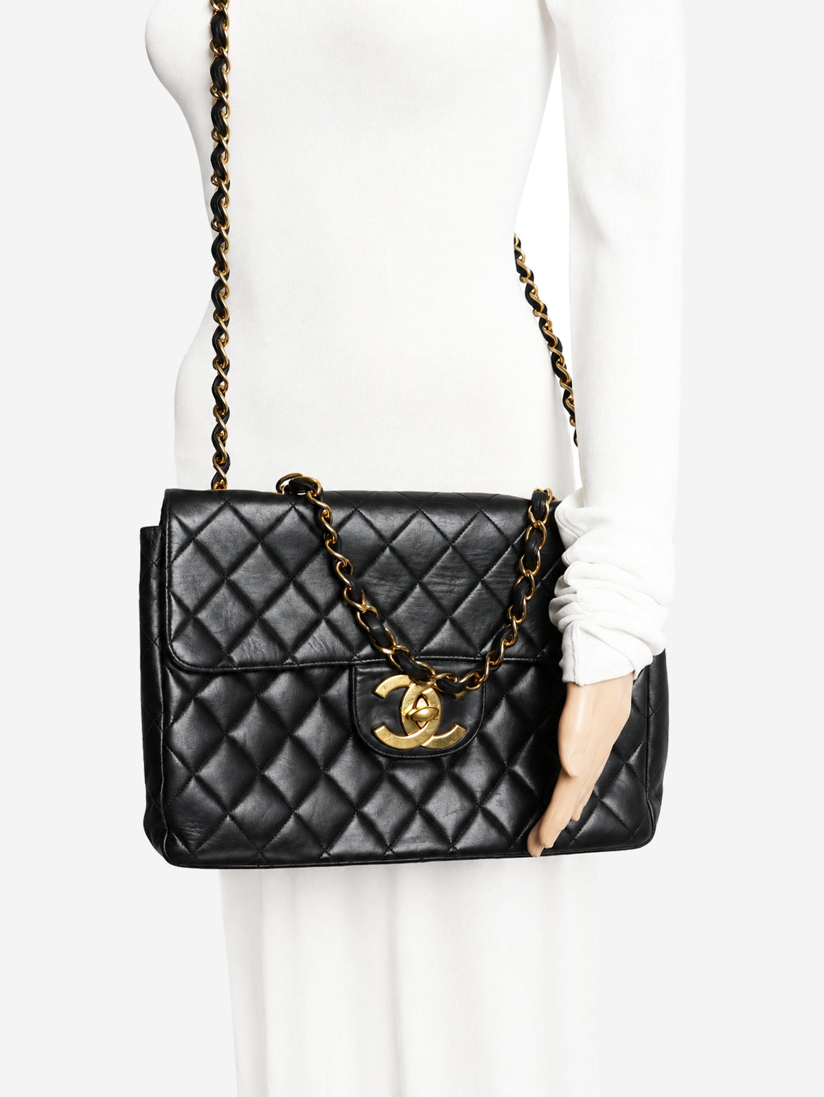 Black vintage lambskin Jumbo single flap bag Shoulder bags Chanel 
