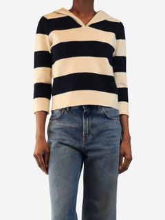 White and navy striped sweater - size XS Knitwear Christian Dior 