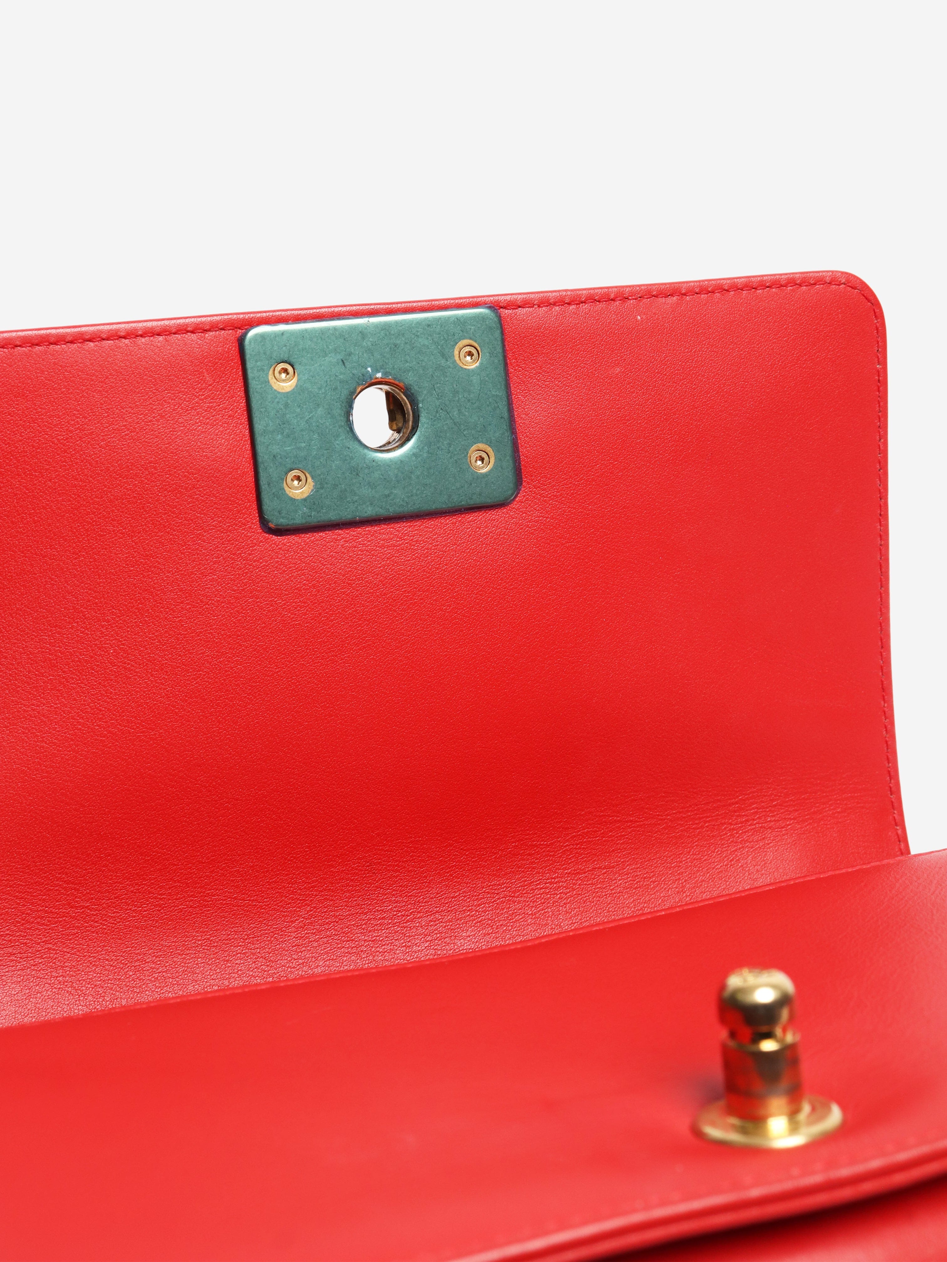 Red 2014 python boy bag Shoulder bags Chanel 