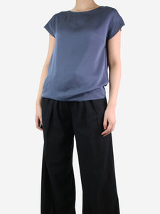 Theory Blue silk short-sleeved blouse - size S