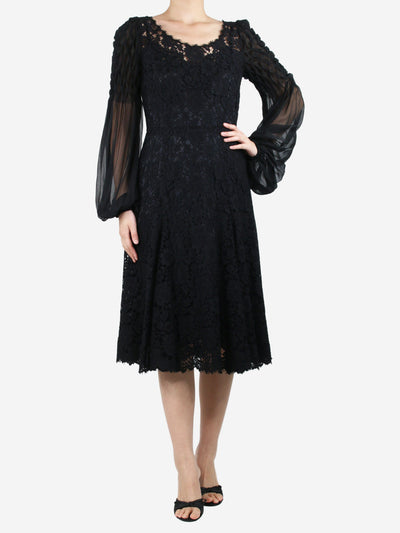 Black floral lace midi dress - size UK 12 Dresses Dolce & Gabbana 