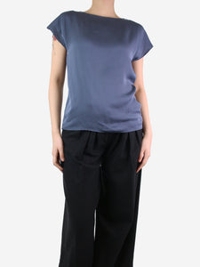 Theory Blue silk short-sleeved blouse - size S