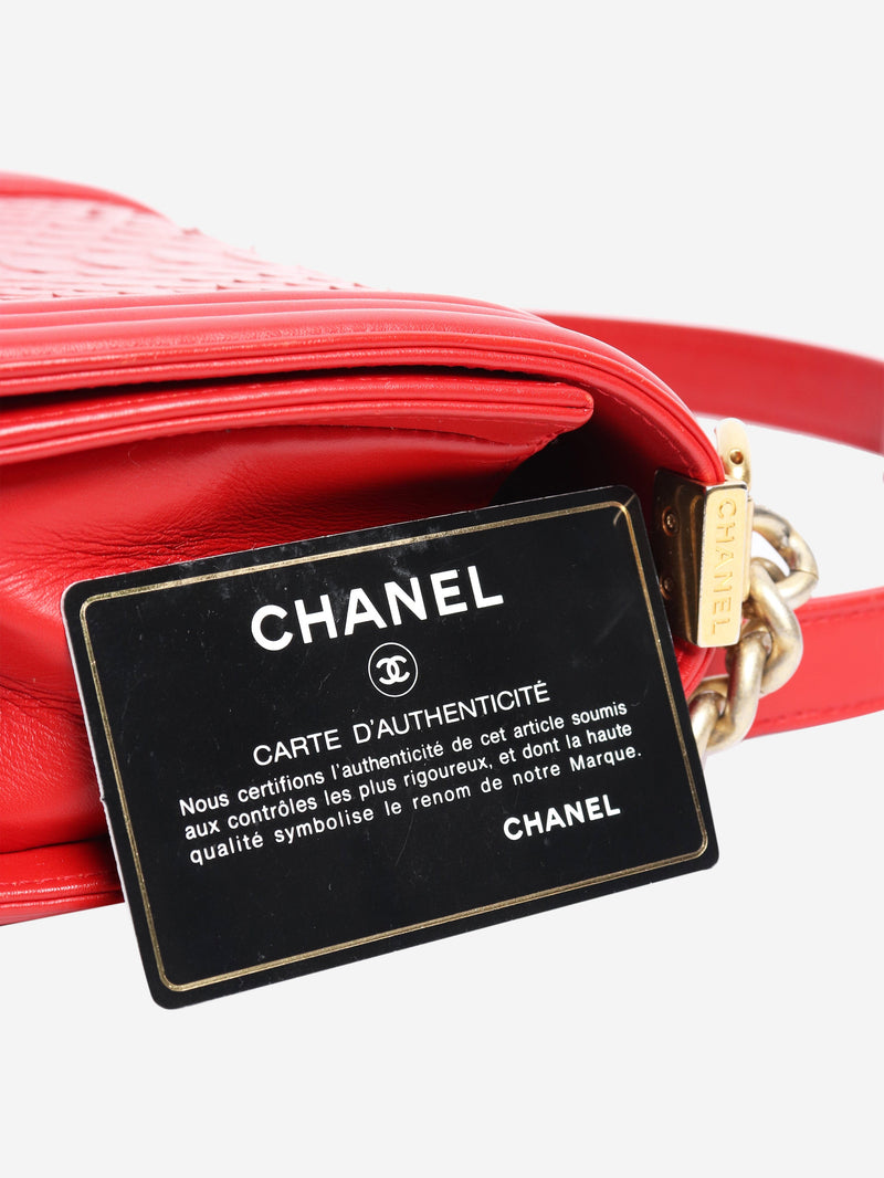 Red 2014 python boy bag Shoulder bags Chanel 