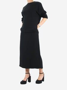Valentino Black silk short-sleeved midi dress - size UK 10
