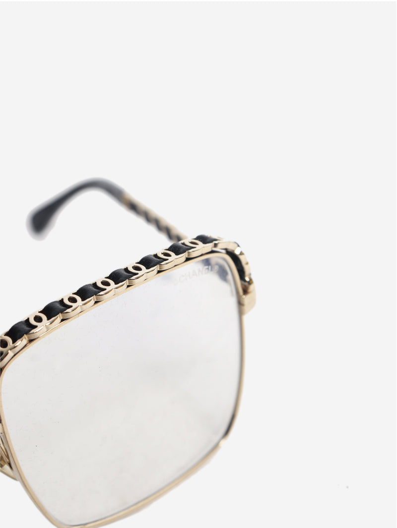 Gold square frames glasses Sunglasses Chanel 