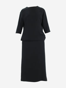 Valentino Black silk short-sleeved midi dress - size UK 10