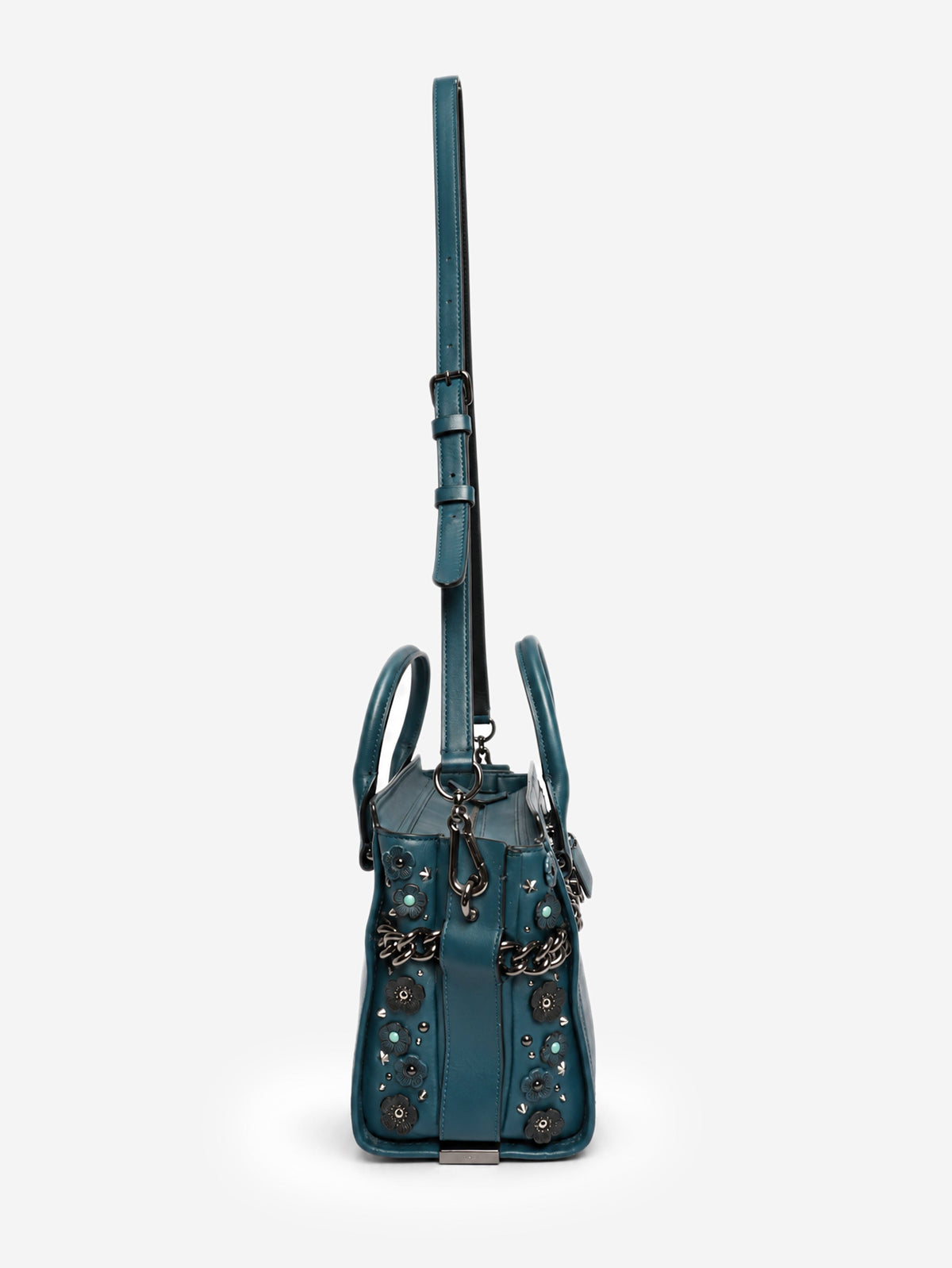 Blue leather floral embellished Swagger bag Shoulder bags Coach 