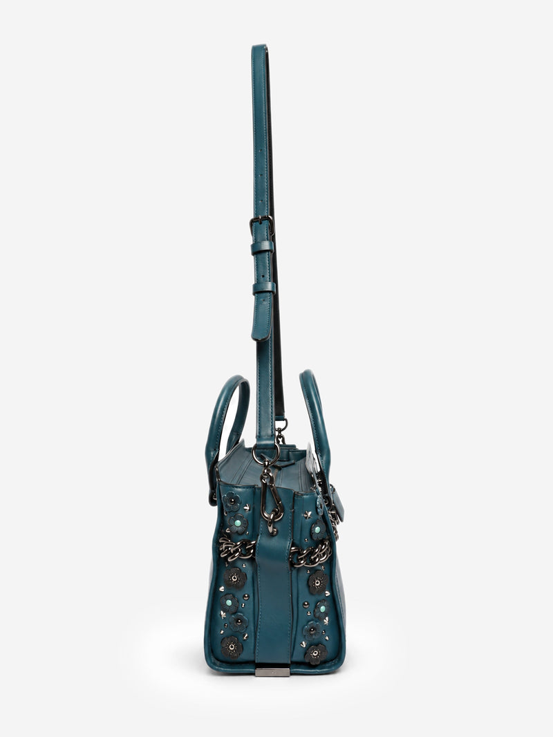Blue leather floral embellished Swagger bag Shoulder bags Coach 