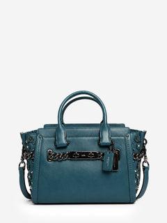 Blue leather floral embellished Swagger bag Shoulder bags Coach 