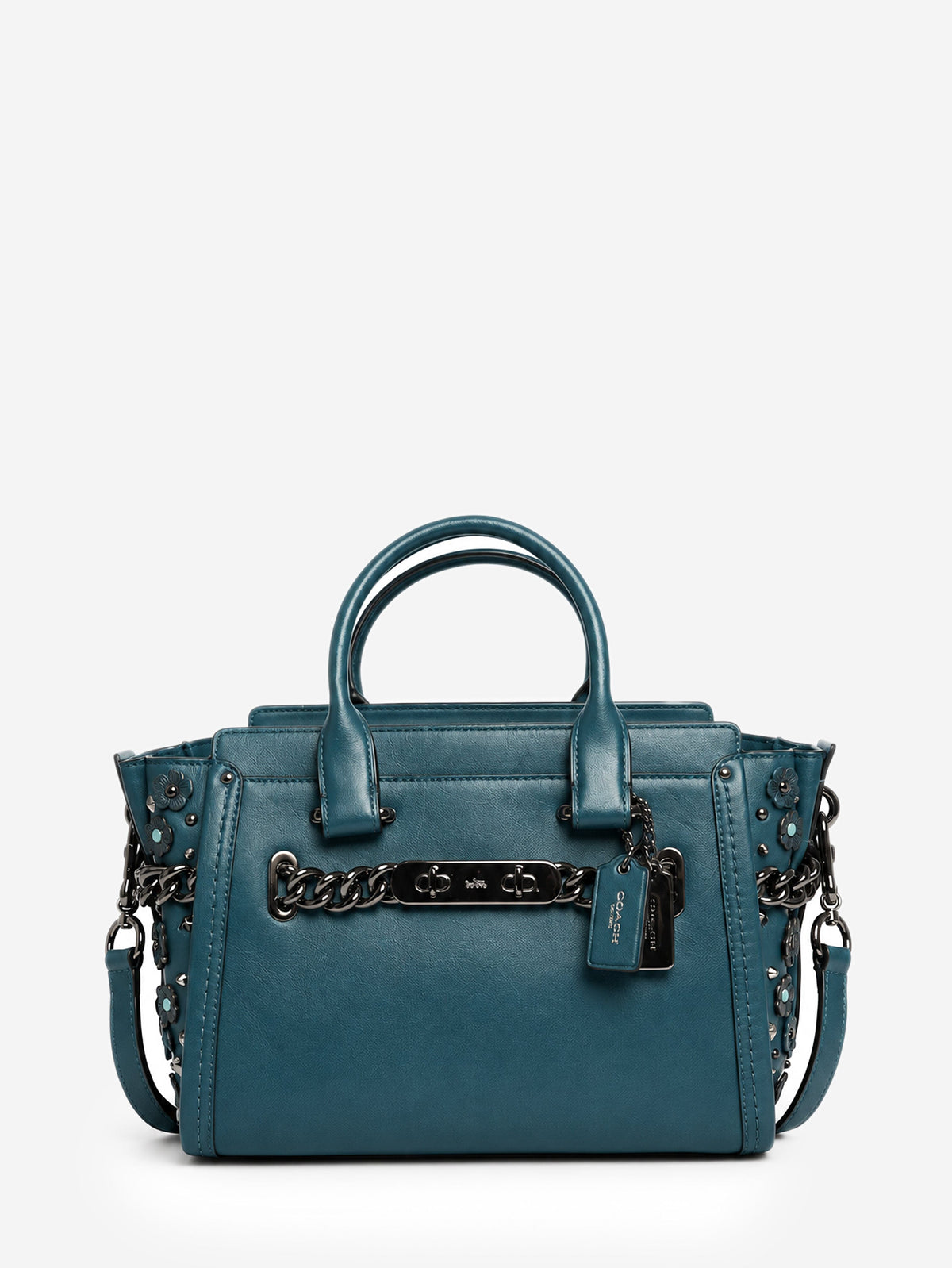 Blue leather floral embellished Swagger bag Shoulder bags Coach 