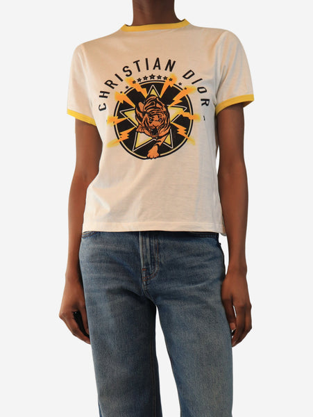 White and yellow tiger top - size XS product image