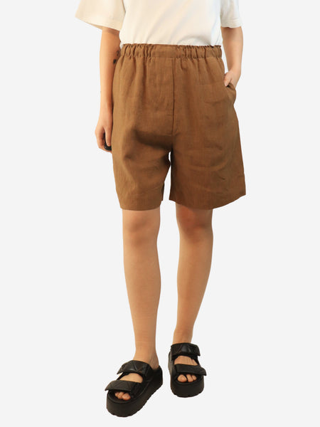 Brown linen shorts - size UK 12 product image