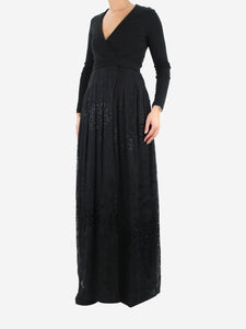 Diane Von Furstenberg Black tonal patterned wrap dress - size UK 10