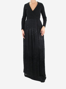 Diane Von Furstenberg Black tonal patterned wrap dress - size UK 10