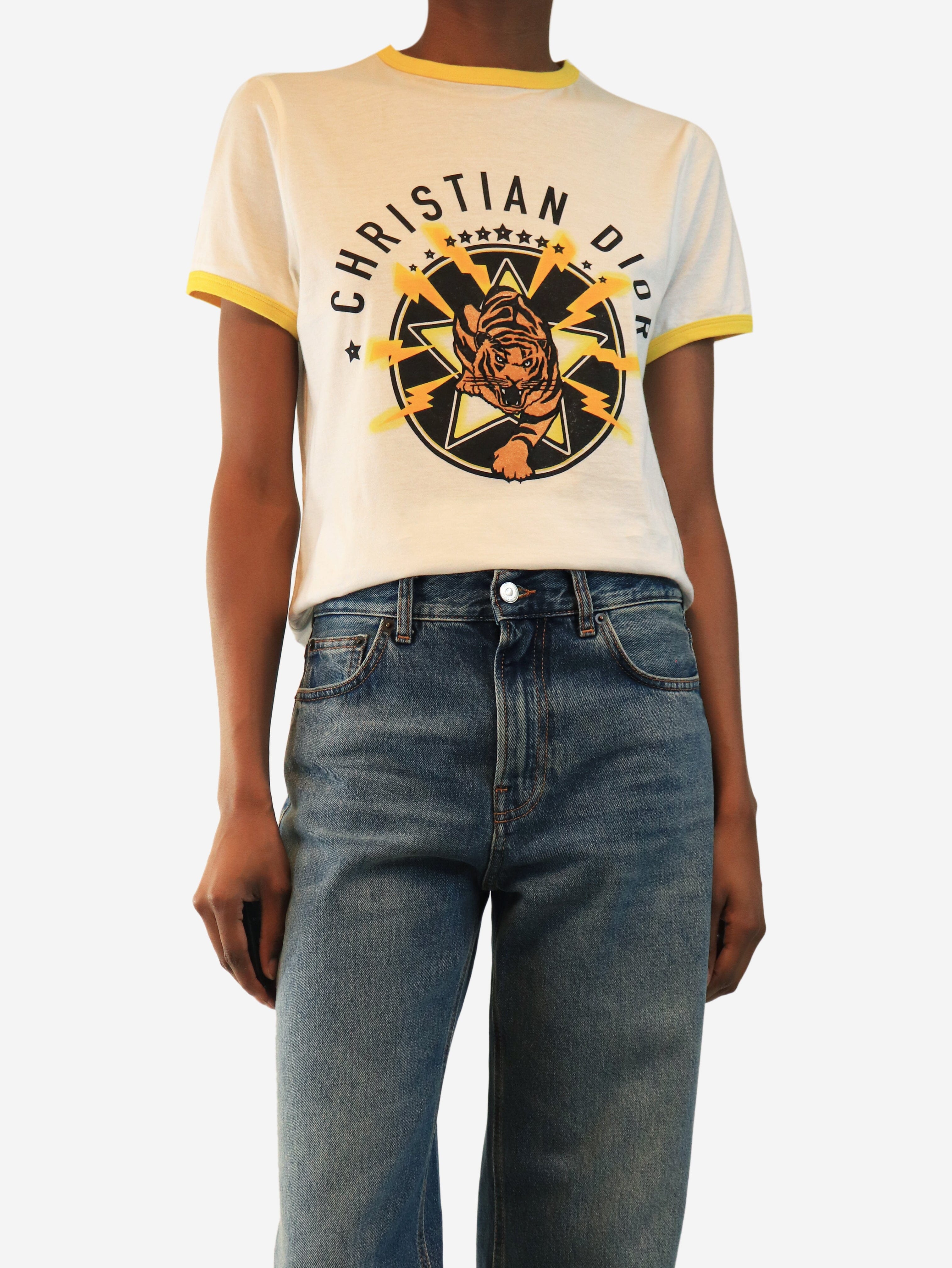 White and yellow tiger top - size XS Tops Christian Dior 