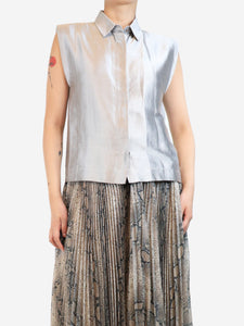 Payal Khandwala Silver sleeveless metallic shirt - size M