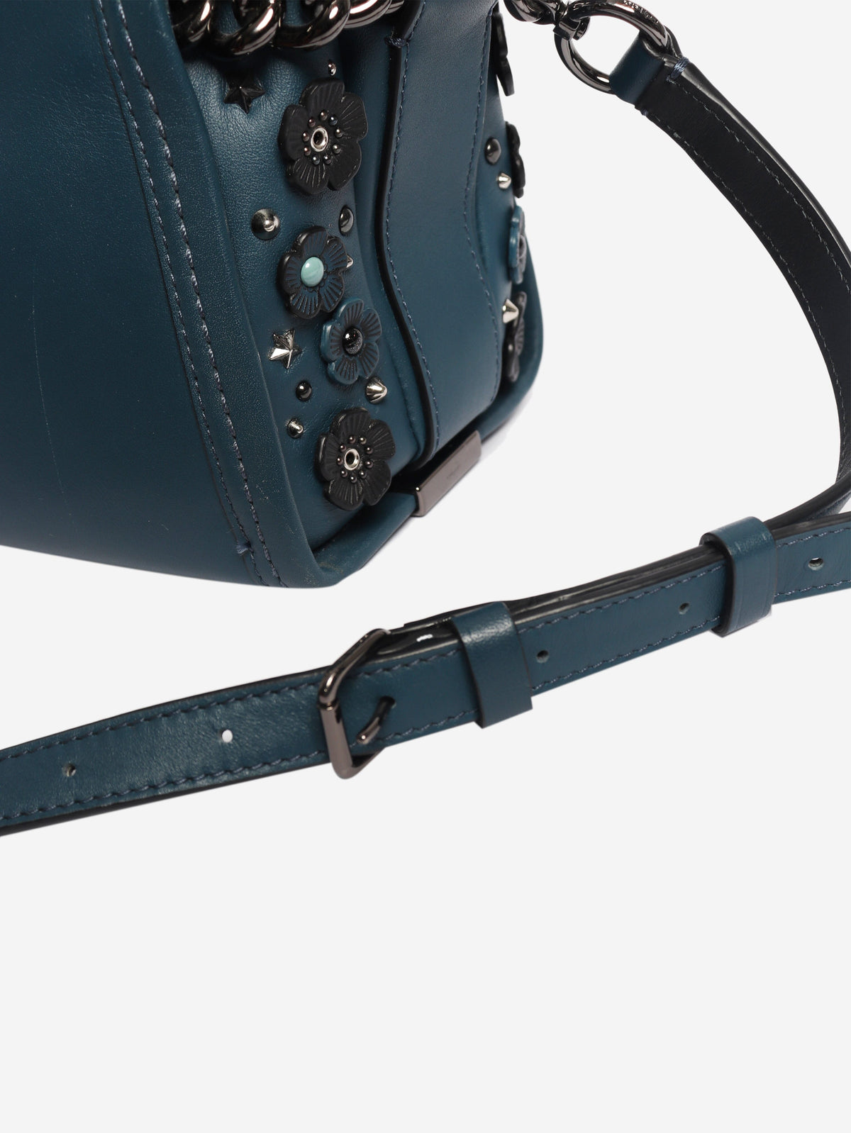 Blue leather floral embellished Swagger bag Shoulder bags Coach 
