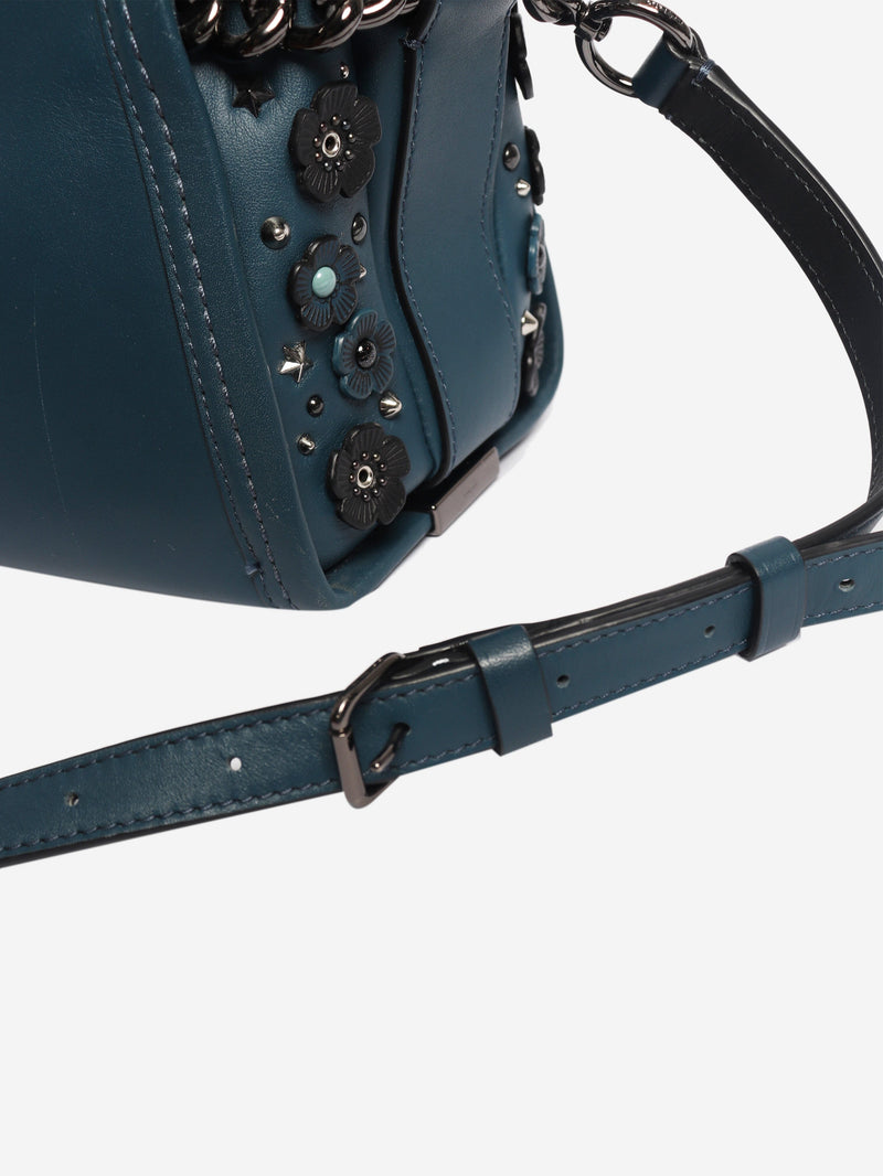 Blue leather floral embellished Swagger bag Shoulder bags Coach 