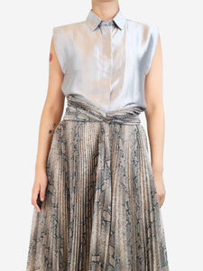 Payal Khandwala Silver sleeveless metallic shirt - size M