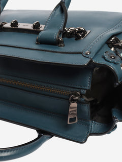 Blue leather floral embellished Swagger bag Shoulder bags Coach 