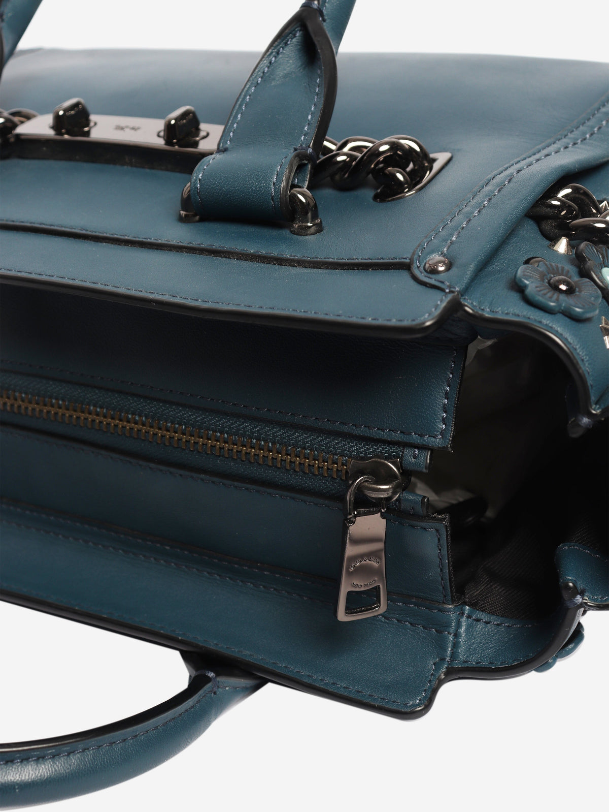 Blue leather floral embellished Swagger bag Shoulder bags Coach 