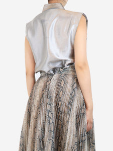 Payal Khandwala Silver sleeveless metallic shirt - size M