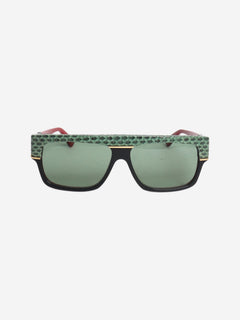 Green and black rectangle python trim sunglasses Sunglasses Gucci 