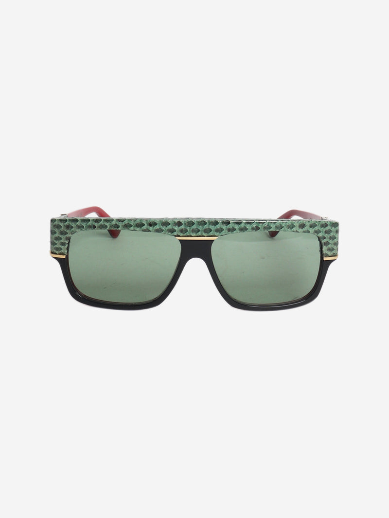 Green and black rectangle python trim sunglasses Sunglasses Gucci 