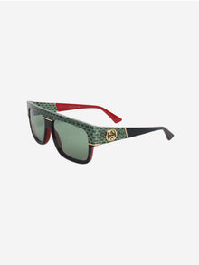 Green and black rectangle python trim sunglasses Sunglasses Gucci 