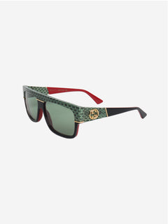 Green and black rectangle python trim sunglasses Sunglasses Gucci 